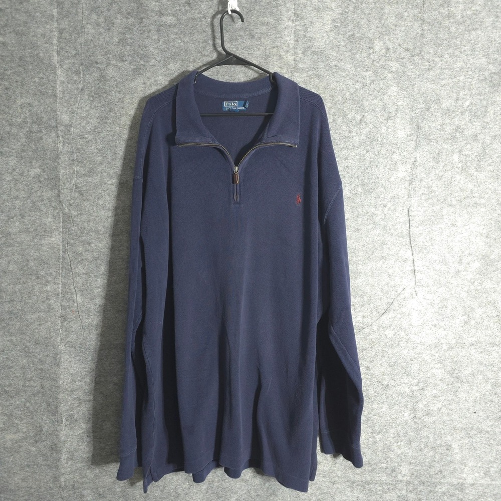Polo Ralph‎ Lauren Pullover Mens 3XLT Navy Blue Quarter Zip Long Sleeve Shirt